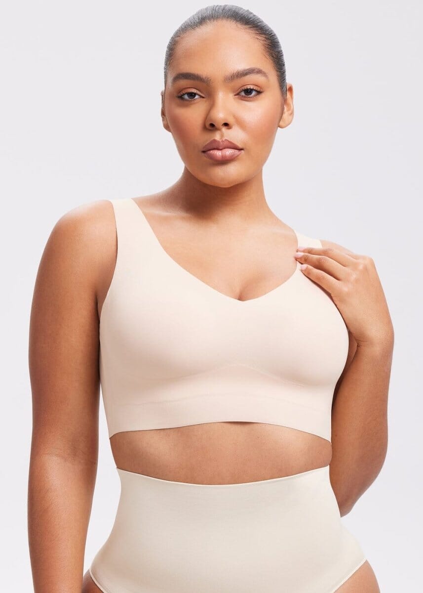 Soutien-gorge sans bretelles à encolure en V sans fil
